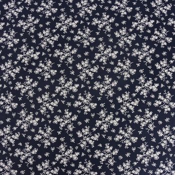 Baumwollstoff Trachtenstoff Blumen dunkelblau weiß 1.4m Breite