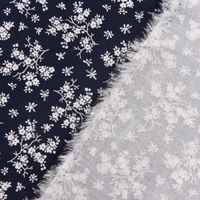 Baumwollstoff Trachtenstoff Blumen dunkelblau weiß 1.4m Breite