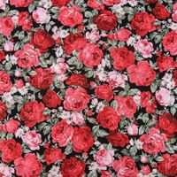 Baumwollstoff Rosen schwarz rot grün 1.45m Breite