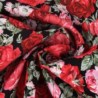 Baumwollstoff Rosen schwarz rot grün 1.45m Breite