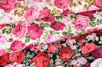Baumwollstoff Rosen schwarz rot grün 1.45m Breite
