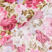 Baumwollstoff Rosen grün rot rosa 1.45m Breite