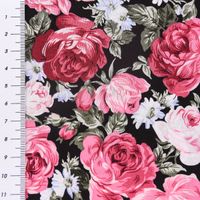 50755-Baumwollstoff-Rosen-schwarz-pink-blau-gruen_1.jpg Baumwollstoff Rosen schwarz pink blau grün 1.45m Breite