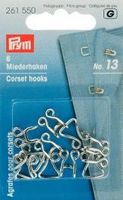 Prym 6 Miederhaken und Augen MS13 silberfarbig groß