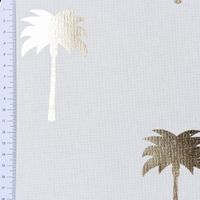 51869-Dekostoff-Palmen-weiss-goldfarbig-metallic-_3.jpg Dekostoff Halbpanama Metallikdruck Palmen weiß gold metallic 1.40m