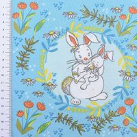 Lillestoff Bio Jersey Buntes Glück Hase Blume blau
