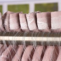 Schal Vorhang Fertiggardine Jacquard mit Schlaufenband Blätter rosa 142x245cm