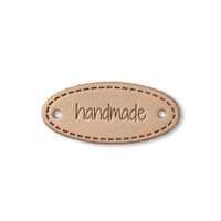 Prym Applikation Handmade Label Leder oval natur 5x2cm