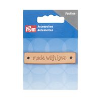 Prym Applikation made with love Label Leder rechteckig natur 6x1.3cm