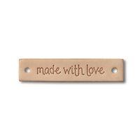Prym Applikation made with love Label Leder rechteckig natur 6x1.3cm