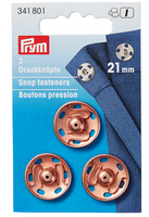 Prym 3 Annäh Druckknöpfe Messing rosegoldfarbig 21mm
