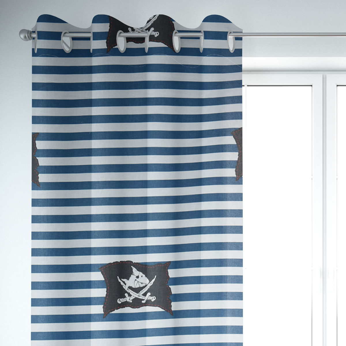 52744-Villa-Coppenrath-Capt--n-Sharky-Dekostoff-Baumwollstoff-Gardinenstoff-Meterware-Streifen-Piratenflagge-blau-weiss-140cm-KW21-33604Capture0061-Vorhang5.jpg Villa Coppenrath Capt´n Sharky Dekostoff Piraten blau weiß 140cm