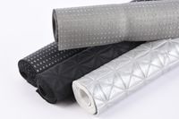 Kunstleder Stoff Abschnitt Dreiecke silber 50x68cm