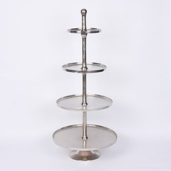 XL Etagere Metall Strukturoberfläche 4stufig vernickelt Höhe 137cm