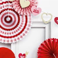 Deko Rosetten Wellenkante Herz Papier 3er Set rot weiß rosa versch. Größen