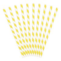 53615-Strohalm-Roehrchen-schraege-Streifen-Papier-1.jpg Röhrchen schräge Streifen Papier 10 Stück gelb weiß 19.5cm