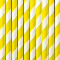 53615-Strohalm-Roehrchen-schraege-Streifen-Papier_1.jpg Röhrchen schräge Streifen Papier 10 Stück gelb weiß 19.5cm