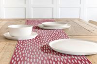 Dekostoff Bayside Honeydew rot mit Klecksen Tropfen 1.38m Breite