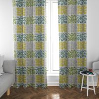 Dekostoff Cuba Cactus creme mit Blätter in grün Tönen 1.4m