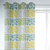 Dekostoff Cuba Cactus creme mit Blätter in grün Tönen 1.4m
