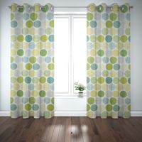 Dekostoff Casa Cactus creme Kreise in grün taupe Tönen 1.4m