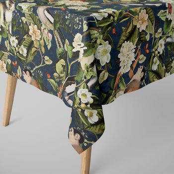 Tischdecke Dschungel dunkelblau eckig div. Größen