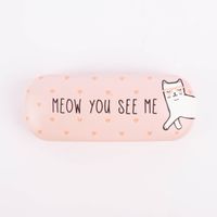 Brillenetui Katze rosa weiß 16x6cm