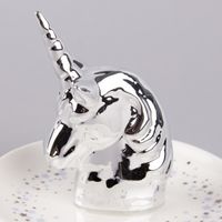 Schmuckteller Einhorn Porzellan weiß silberfarben 10x11cm