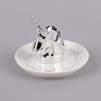 Schmuckteller Einhorn Porzellan weiß silberfarben 10x11cm