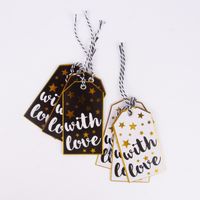 54449-Weihnachten-Geschenkanhaenger-with-love-6-Stu.jpg Weihnachten Geschenkanhänger with love 6 Stück schwarz weiß goldfarbig 5x9cm