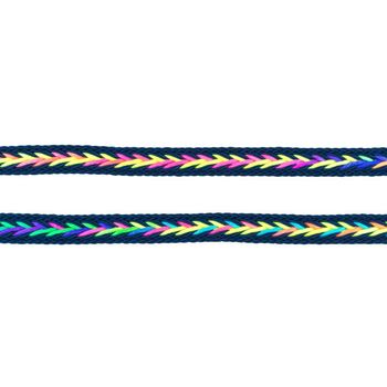 Polyester Band Fischgräten geflochten dunkelblau neon Farben Breite: 2cm