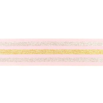 Gummi Band Streifen Glitzer rosa silberfarbig goldfarbig Breite: 4cm