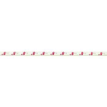 Kordel Kunstleder Zierband Flamingo weiß pink Breite: 6mm