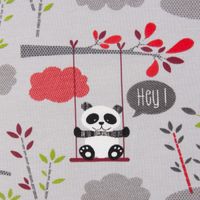 Baumwolljersey Jersey Pandas Schaukel Bäume grau grün rot 1.65m