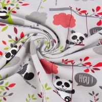 Baumwolljersey Jersey Pandas Schaukel Bäume grau grün rot 1.65m