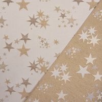 Dekostoff Lurex Wendestoff Weihnachten Sterne beige gold 1.6m