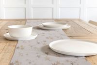 Dekostoff Lurex Wendestoff Weihnachten Sterne beige gold 1.6m