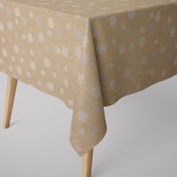 Dekostoff Lurex Wendestoff Weihnachten Schneeflocken beige gold 1.6m