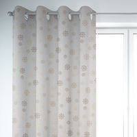 Dekostoff Lurex Wendestoff Weihnachten Schneeflocken beige gold 1.6m