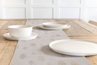 Dekostoff Lurex Wendestoff Weihnachten Schneeflocken beige gold 1.6m