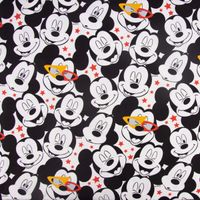 Baumwolljersey Jersey Disney Micky Maus Sterne weiß schwarz rot 1.50m