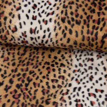 Velours Fellimitat Kunstfell Leopard braun creme schwarz 1.5m Breite
