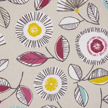 Dekostoff Baumwollstoff Sundance Blumen beige ocker beere aqua 1.4m