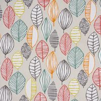 Dekostoff Baumwollstoff Canyon Blätter beige braun grün rot 1.4m