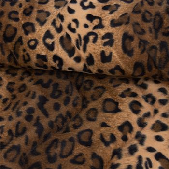 Velours Fellimitat Kunstfell Leopard braun Töne 1.5m Breite