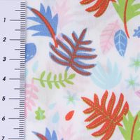 Baumwollstoff Palmenblätter Herbstblätter weiß blau grün orange ros
