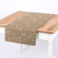 SCHÖNER LEBEN. Tischläufer Sterne beidseitig gold beige 40x160cm
