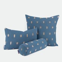 Dekostoff Halbpanama Metallikdruck Käfer blau gold metallic 1.40m