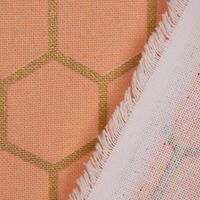 Dekostoff Baumwollstoff Waben Sechseck apricot gold metallic 1.40m