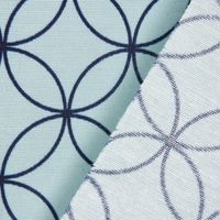 Gardinenstoff Dekostoff Retro Kreise türkis dunkelblau 1.4m Breite